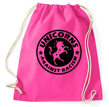 Lade das Bild in den Galerie-Viewer, Styletex23 Turnbeutel Unicorns Against Racism Fun Gegen Rassismus Faschismus, pink