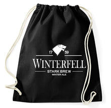Lade das Bild in den Galerie-Viewer, Winterfell Stark Brew Beer Ale Fan Fun GOT Brauerei, Brauerei Turnbeutel, schwarz