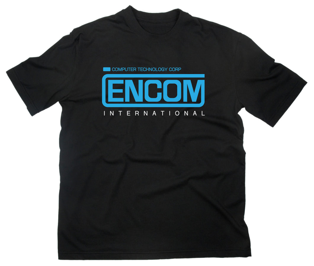 Styletex23 T-Shirt Enkom International Logo Retro Geek 80s Computer Tron Inspired