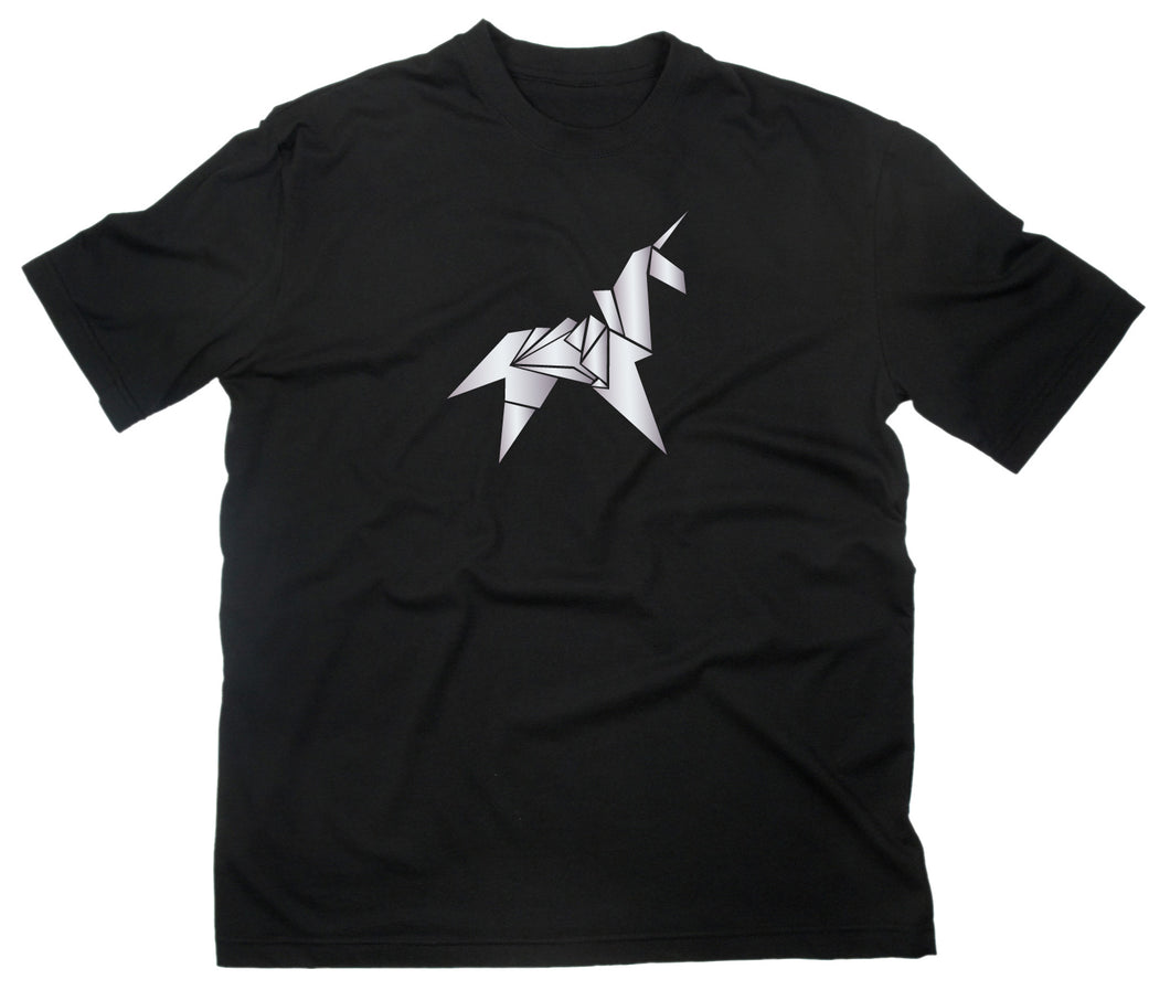 Styletex23 T-Shirt Origami Unicorn Einhorn Blade Runner Replikant Faltkunst Silber Print