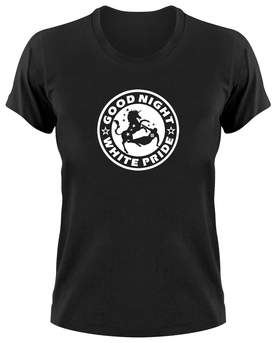 Styletex23 T-Shirt Damen Einhorn Unicorn Good Night White Pride Logo