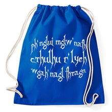 Lade das Bild in den Galerie-Viewer, #3 HP Lovecraft Spruch Zitat Turnbeutel, royalblue
