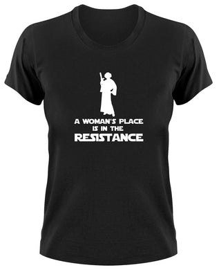 Styletex23 T-Shirt Damen A Woman's Place is In The Resistance, prinzessin Leia