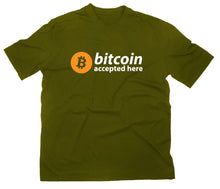 Lade das Bild in den Galerie-Viewer, Styletex23 T-Shirt Herren Bitcoin Accepted Here Logo, oliv, XXL
