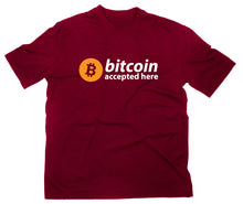 Lade das Bild in den Galerie-Viewer, Styletex23 T-Shirt Herren Bitcoin Accepted Here Logo, maroon, XXL
