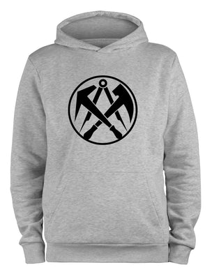 Styletex23 Kapuzenpullover Dachdecker Handwerk Zunft Logo, XXL grau