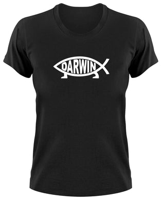 Styletex23 T-Shirt Damen Darwin Fisch Logo, Evolution