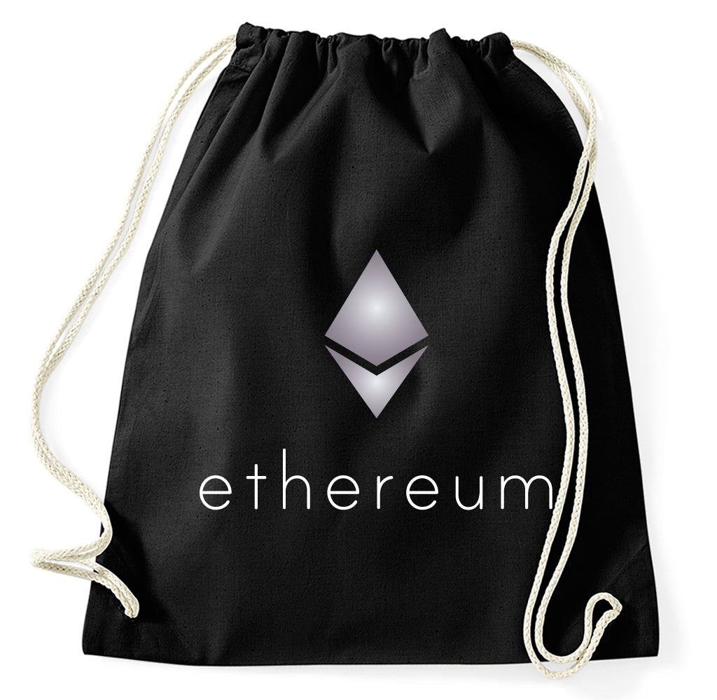 Ethereum Ether Coin Logo Turnbeutel Sportbeutel Gym Bag, schwarz