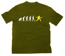 Lade das Bild in den Galerie-Viewer, Styletex23 T-Shirt Herren Fechten Fun Fencing Evolution of Man, oliv, XXL
