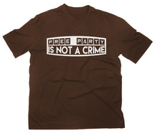 Lade das Bild in den Galerie-Viewer, Styletex23 T-Shirt Herren Free Party Is Not A Crime Free Tekno Music Bass, braun, XXL
