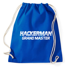 Lade das Bild in den Galerie-Viewer, Hackerman Grandmaster Logo Fun Turnbeutel, royalblue
