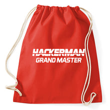 Lade das Bild in den Galerie-Viewer, Hackerman Grandmaster Logo Fun Turnbeutel, red
