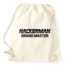 Lade das Bild in den Galerie-Viewer, Hackerman Grandmaster Logo Fun Turnbeutel, natur
