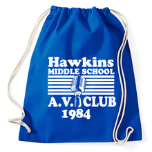 Lade das Bild in den Galerie-Viewer, Hawkins Middle School AV Club Fan Turnbeutel Sportbeutel Gym Bag, royalblue
