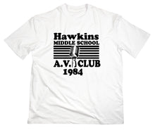 Lade das Bild in den Galerie-Viewer, Styletex23 T-Shirt Herren Hawkins Middle School AV Club Fan weiss, XXL
