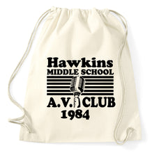 Lade das Bild in den Galerie-Viewer, Hawkins Middle School AV Club Fan Turnbeutel Sportbeutel Gym Bag, natur
