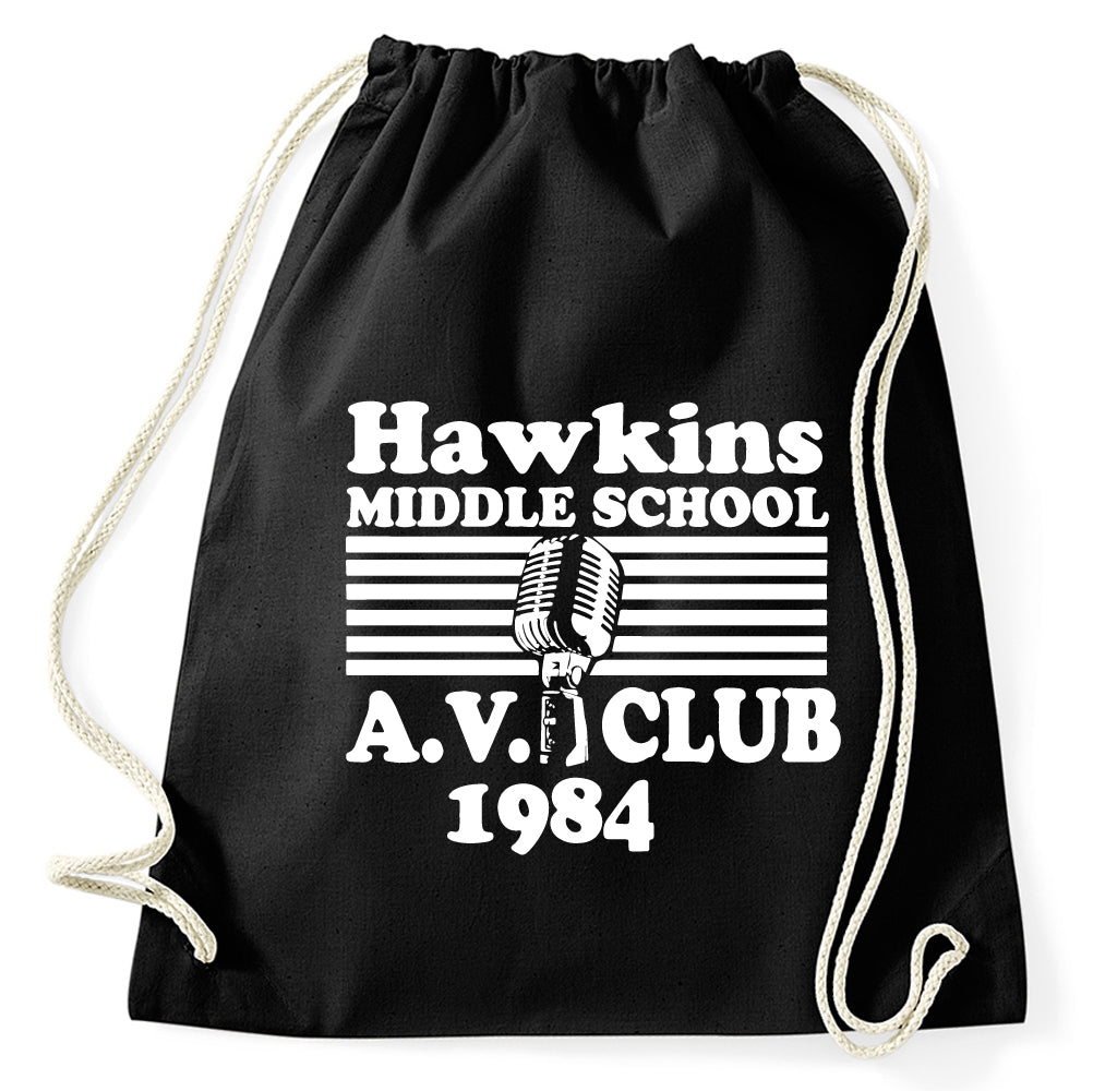 Hawkins Middle School AV Club Fan Turnbeutel Sportbeutel Gym Bag, schwarz