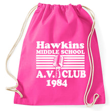 Lade das Bild in den Galerie-Viewer, Hawkins Middle School AV Club Fan Turnbeutel Sportbeutel Gym Bag, pink
