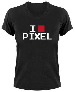 Styletex23 T-Shirt Damen I Love Pixel, Gamer Gaming