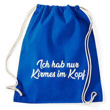 Lade das Bild in den Galerie-Viewer, Ich hab nur Kirmes im Kopf Fun Turnbeutel Sportbeutel Gym Bag, royalblue
