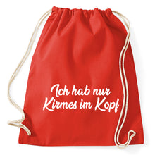 Lade das Bild in den Galerie-Viewer, Ich hab nur Kirmes im Kopf Fun Turnbeutel Sportbeutel Gym Bag, red
