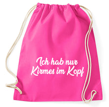 Lade das Bild in den Galerie-Viewer, Ich hab nur Kirmes im Kopf Fun Turnbeutel Sportbeutel Gym Bag, pink
