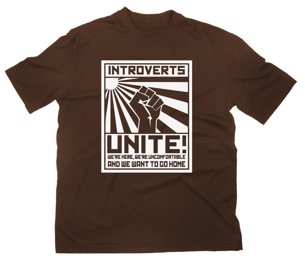 Styletex23 T-Shirt Herren Introverts Unite Fun, braun, XXL