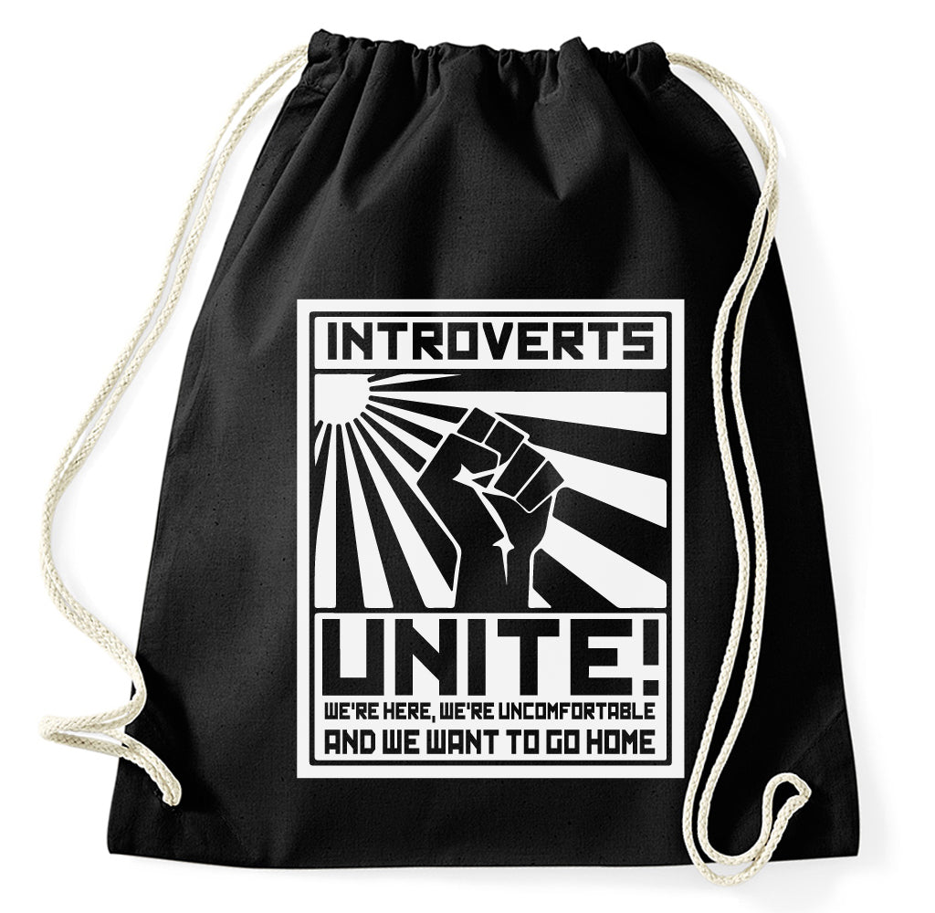 Introverts Unite Fun Turnbeutel Sportbeutel Gym Bag, schwarz