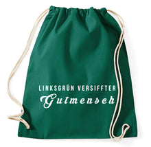 Lade das Bild in den Galerie-Viewer, Linksgrün versiffter Gutmensch Turnbeutel Sportbeutel Gym Bag, flaschengrün
