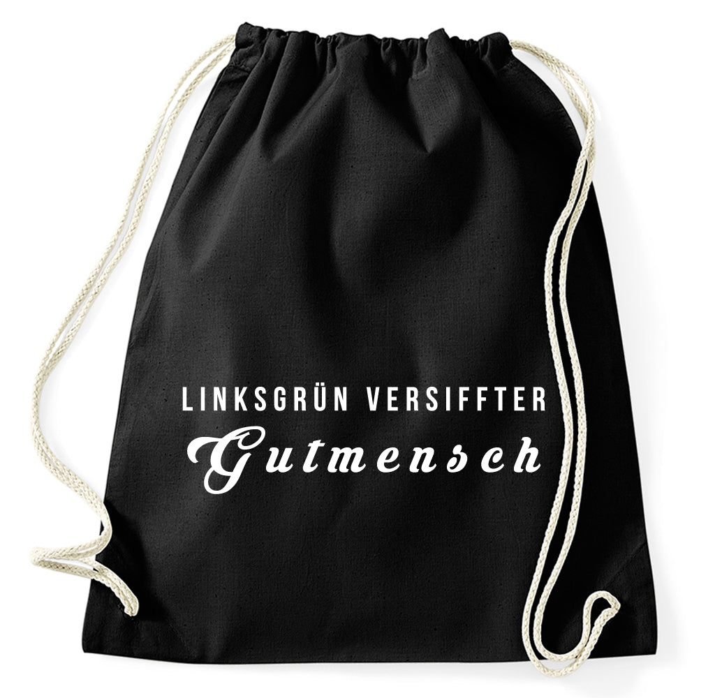 Linksgrün versiffter Gutmensch Turnbeutel Sportbeutel Gym Bag, schwarz