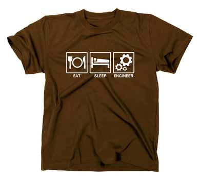 Styletex23 T-Shirt Herren Eat Sleep Engineer Fun, braun, XXL