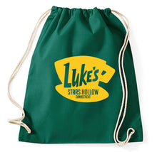 Lade das Bild in den Galerie-Viewer, Luke&#39;s Stars Hollow Diner Cafe Logo Fan Turnbeutel, Aufdruck, flaschengrün
