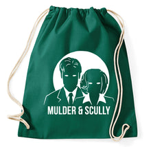 Lade das Bild in den Galerie-Viewer, Mulder And Scully Fan Turnbeutel Sportbeutel Gym Bag, flaschengrün
