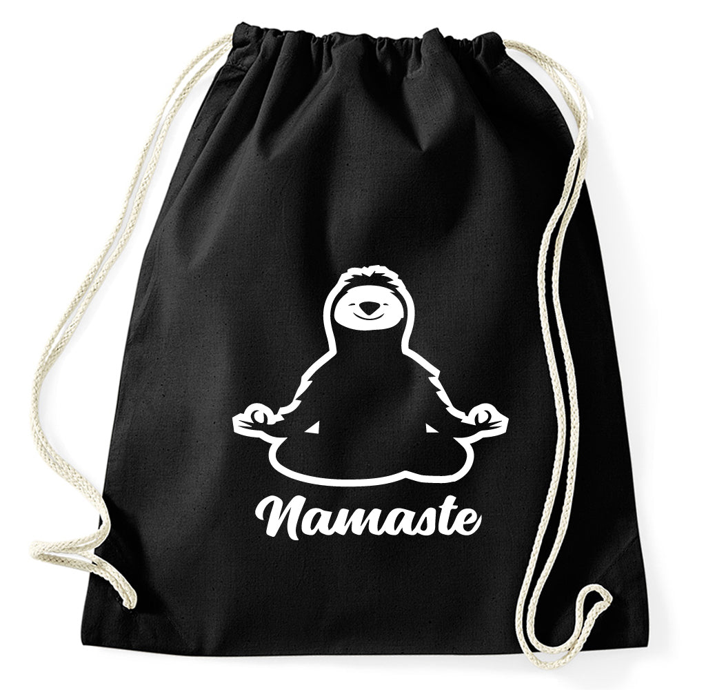 Namaste Faultier Sloth Turnbeutel Sportbeutel Gym Bag, schwarz