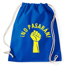 Lade das Bild in den Galerie-Viewer, No Pasaran Fist Zeichen Faust Turnbeutel, royalblue
