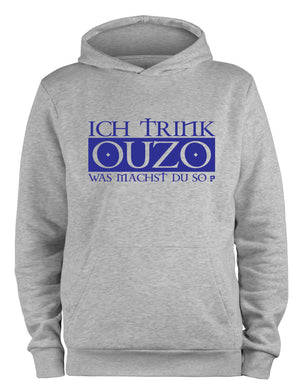 Styletex23 Kapuzenpullover Ich trink Ouzo was machst du so Fun, XXL grau
