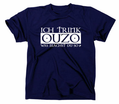 Styletex23 T-Shirt Herren Ich trink Ouzo was machst du so, navy, XXL