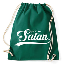 Lade das Bild in den Galerie-Viewer, Praise Satan Fun Turnbeutel Sportbeutel Gym Bag, flaschengrün
