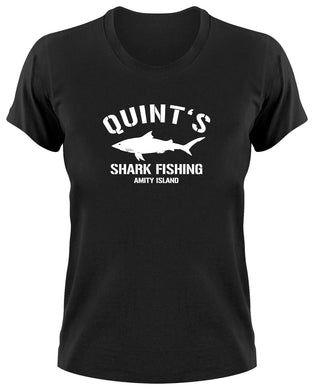Styletex23 T-Shirt Damen Quint's Shark Fishing Amity Island, Jaws Weiße Hai