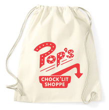 Lade das Bild in den Galerie-Viewer, Pop&#39;s Chocklit Shop Logo Restaraunt Diner Fan Turnbeutel Gym Bag, natur
