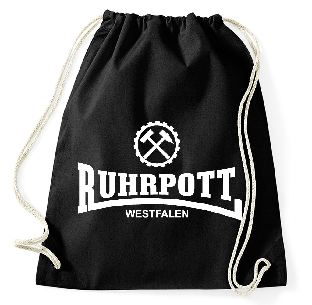 Ruhrpott Westfalen Ruhrgebiet Turnbeutel Sportbeutel Gym Bag, schwarz