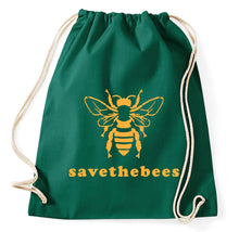 Lade das Bild in den Galerie-Viewer, Save the Bees Rettet die Bienen Turnbeutel Sportbeutel Gym Bag, flaschengrün
