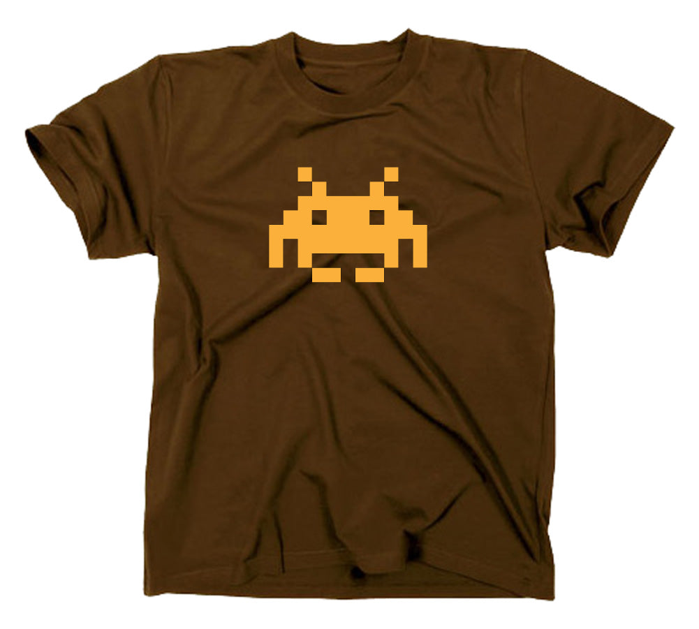 Styletex23 T-Shirt Herren Space Invaders Retro Logo, Braun, XXL