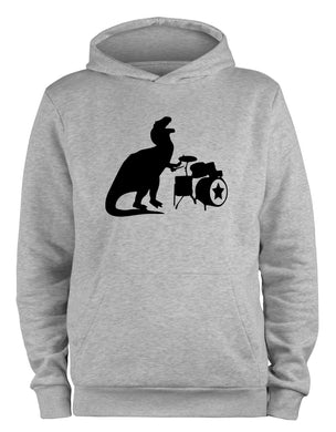 Styletex23 Kapuzenpullover T Rex Dino Drummer, XXL grau