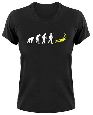 Styletex23 T-Shirt Damen Tauchen Fun Scuba Diving Diver Evolution of Man