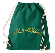 Lade das Bild in den Galerie-Viewer, That&#39;s All Folks Fan Turnbeutel Sportbeutel Gym Bag, flaschengrün
