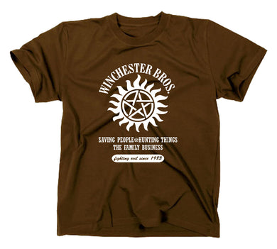 Styletex23 T-Shirt Herren Winchester Bros Family Fan, braun, XXL