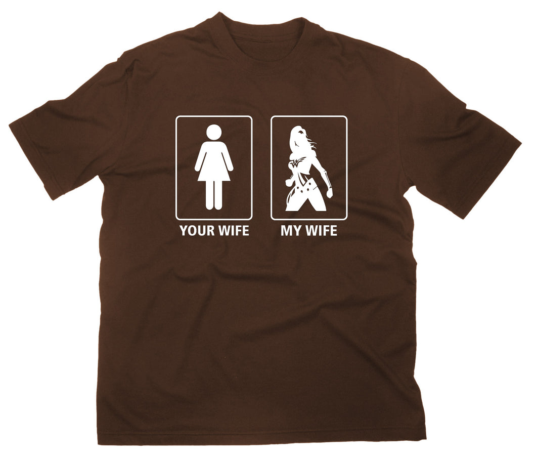 Styletex23 T-Shirt Herren Themyscira Your Wife My Wife Fun, braun, XXL