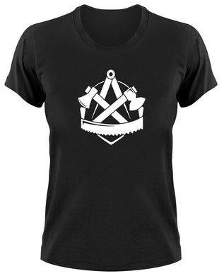 Styletex23 T-Shirt Damen Zimmerer Handwerk Zunft Logo Zeichen Wappen