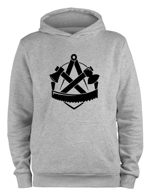 Styletex23 Kapuzenpullover Zimmerer Handwerk Zunft Logo, XXL grau